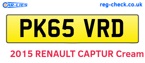 PK65VRD are the vehicle registration plates.