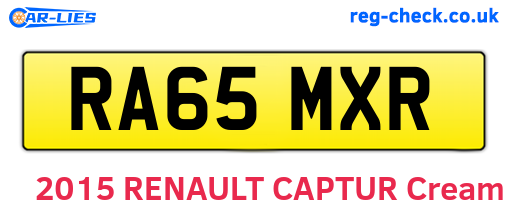 RA65MXR are the vehicle registration plates.