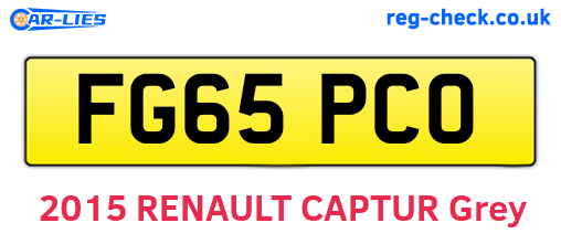 FG65PCO are the vehicle registration plates.