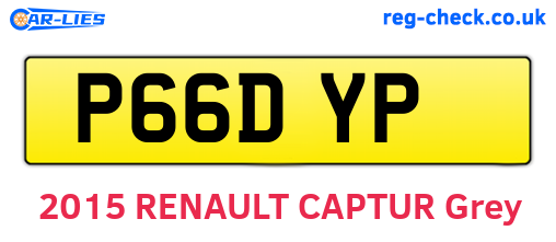 P66DYP are the vehicle registration plates.