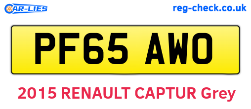 PF65AWO are the vehicle registration plates.