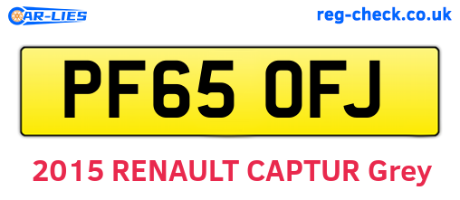 PF65OFJ are the vehicle registration plates.