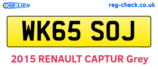 WK65SOJ are the vehicle registration plates.