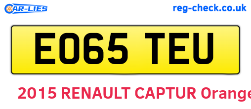 EO65TEU are the vehicle registration plates.