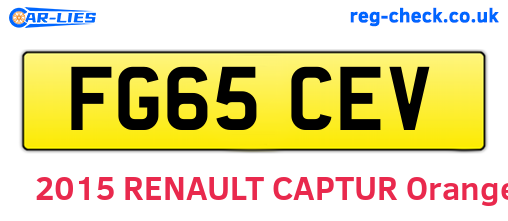 FG65CEV are the vehicle registration plates.