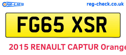 FG65XSR are the vehicle registration plates.