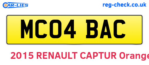 MC04BAC are the vehicle registration plates.