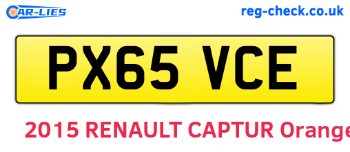 PX65VCE are the vehicle registration plates.