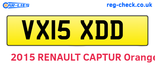 VX15XDD are the vehicle registration plates.