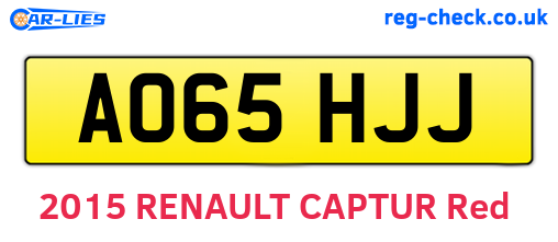 AO65HJJ are the vehicle registration plates.
