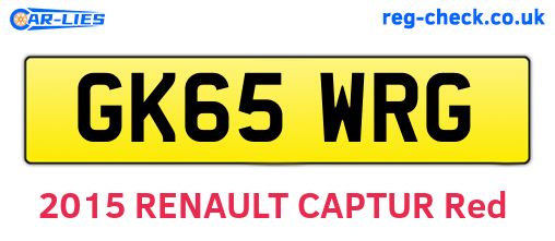 GK65WRG are the vehicle registration plates.