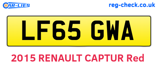 LF65GWA are the vehicle registration plates.