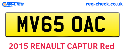 MV65OAC are the vehicle registration plates.