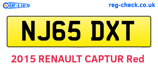NJ65DXT are the vehicle registration plates.