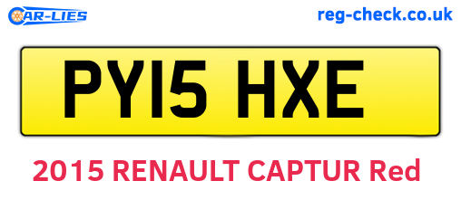 PY15HXE are the vehicle registration plates.