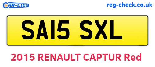 SA15SXL are the vehicle registration plates.
