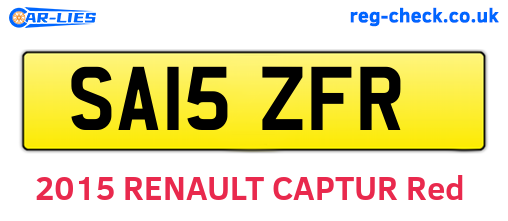 SA15ZFR are the vehicle registration plates.