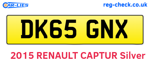 DK65GNX are the vehicle registration plates.