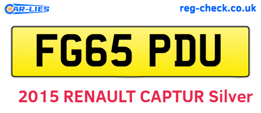 FG65PDU are the vehicle registration plates.