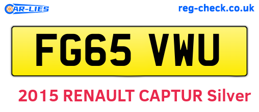 FG65VWU are the vehicle registration plates.