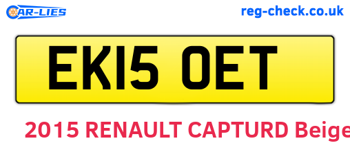 EK15OET are the vehicle registration plates.