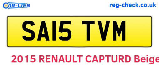 SA15TVM are the vehicle registration plates.