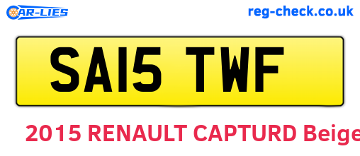 SA15TWF are the vehicle registration plates.