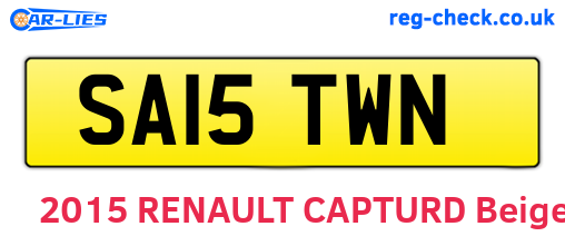 SA15TWN are the vehicle registration plates.