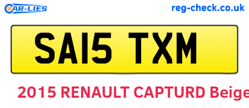 SA15TXM are the vehicle registration plates.