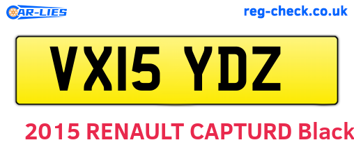 VX15YDZ are the vehicle registration plates.