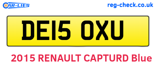 DE15OXU are the vehicle registration plates.