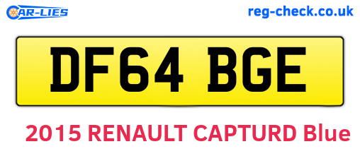 DF64BGE are the vehicle registration plates.