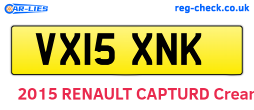 VX15XNK are the vehicle registration plates.