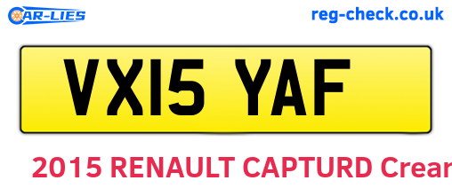 VX15YAF are the vehicle registration plates.