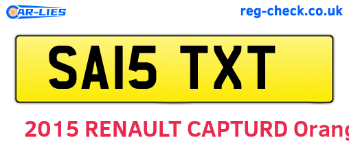 SA15TXT are the vehicle registration plates.