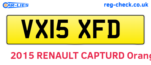 VX15XFD are the vehicle registration plates.