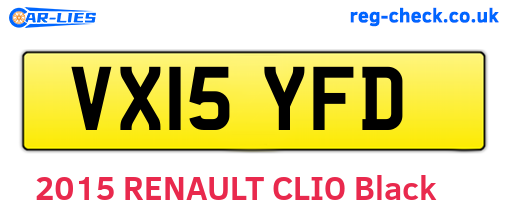 VX15YFD are the vehicle registration plates.