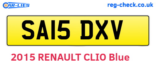 SA15DXV are the vehicle registration plates.