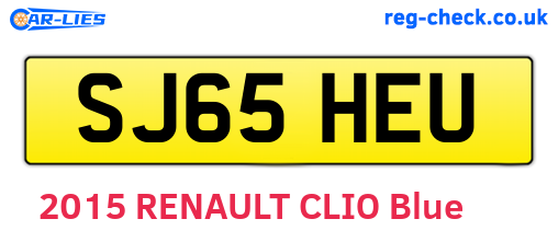 SJ65HEU are the vehicle registration plates.