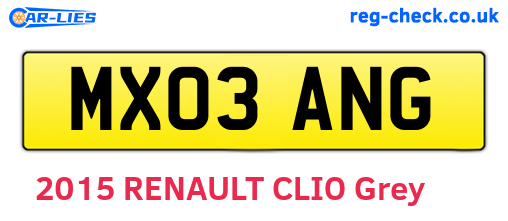 MX03ANG are the vehicle registration plates.