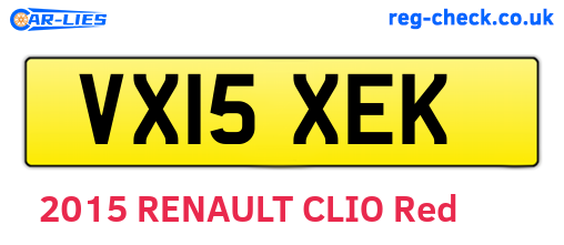 VX15XEK are the vehicle registration plates.