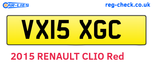 VX15XGC are the vehicle registration plates.