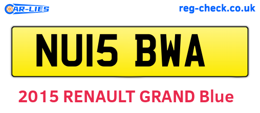 NU15BWA are the vehicle registration plates.