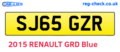 SJ65GZR are the vehicle registration plates.
