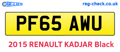 PF65AWU are the vehicle registration plates.