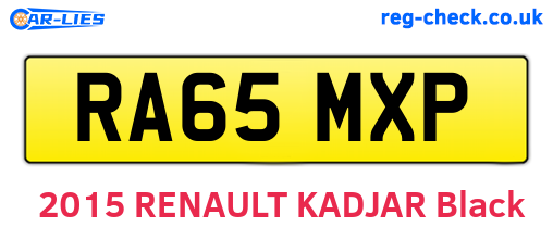 RA65MXP are the vehicle registration plates.