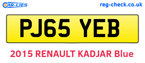 PJ65YEB are the vehicle registration plates.