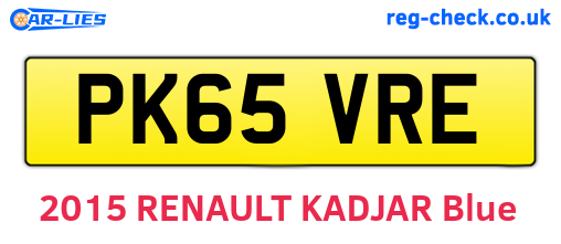 PK65VRE are the vehicle registration plates.