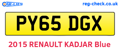 PY65DGX are the vehicle registration plates.