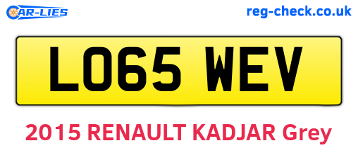 LO65WEV are the vehicle registration plates.